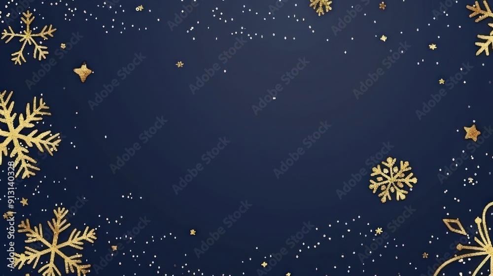 Golden Snowflakes on a Blue Background Golden Snowflakes on a Blue Background