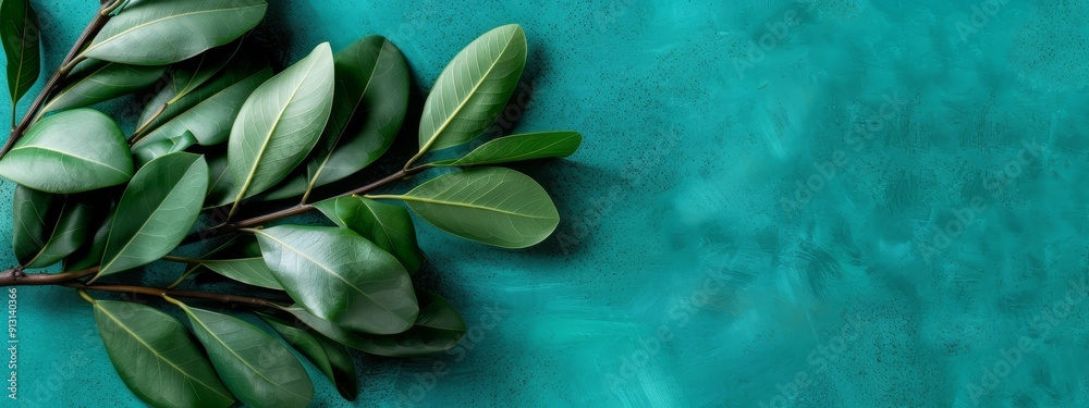 A tree branch with verdant leaves against a blue backdrop - text/image placeholder here ..Or, if you prefer, a more concise version: A tree branch with verdant leaves against a blue backdrop - text/image placeholder here ..Or, if you prefer, a more concise version: