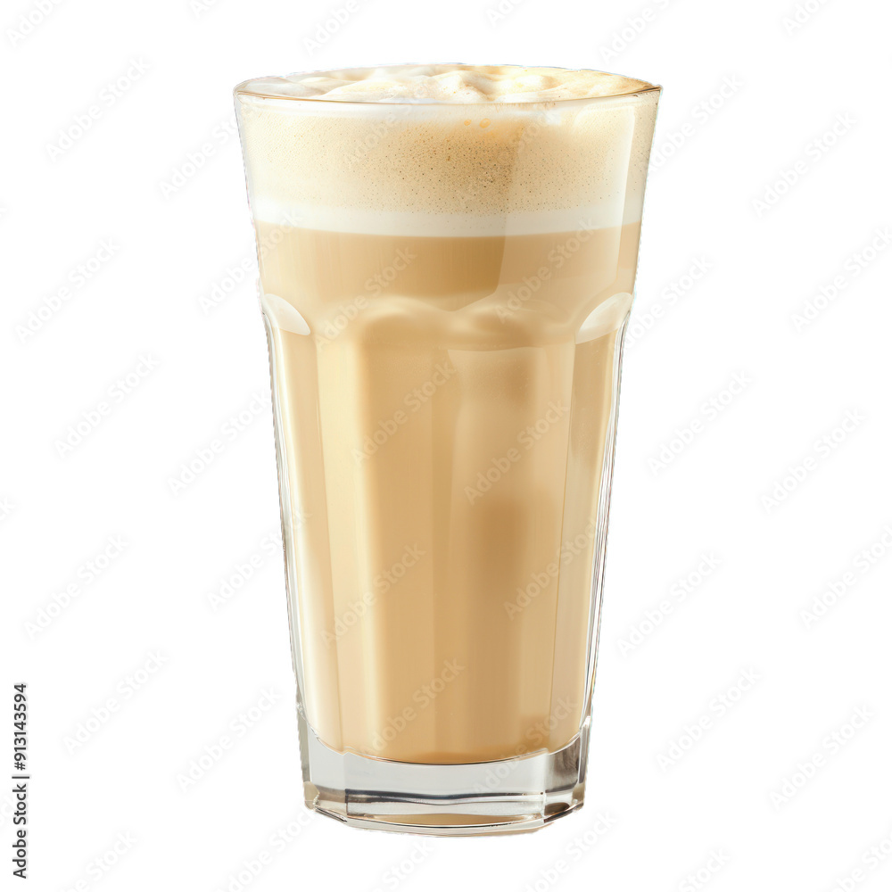 Tall glass of latte coffee with a creamy froth is a refreshing and delicious beverage Tall glass of latte coffee with a creamy froth is a refreshing and delicious beverage