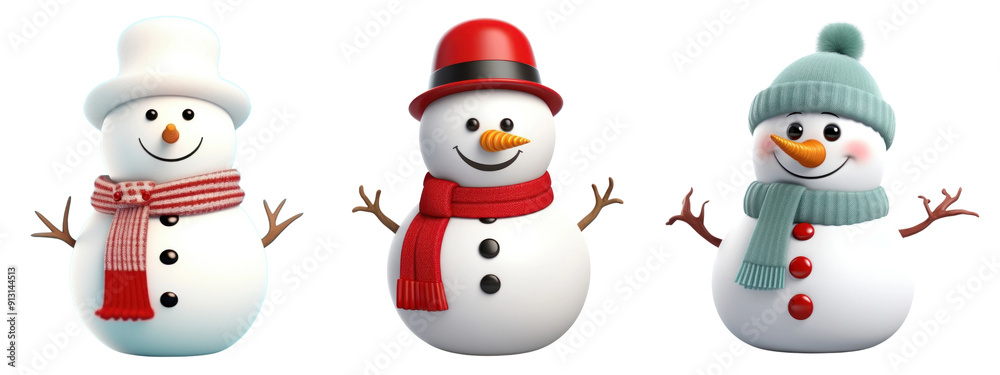 Snowman png element set on transparent background Snowman png element set on transparent background