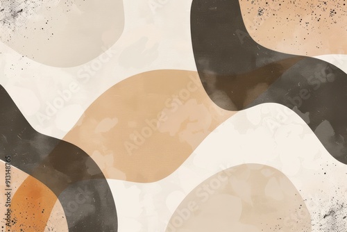 Hand Drawn Minimal Background Beige Color Shape Abstract