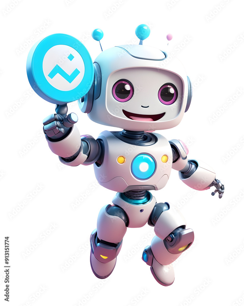 3D Cute Robot With Approved Check Mark 3D Cute Robot With Approved Check Mark
