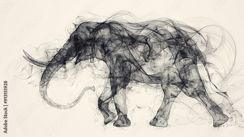 elephant with long tail & tusks on head elephant with long tail & tusks on head