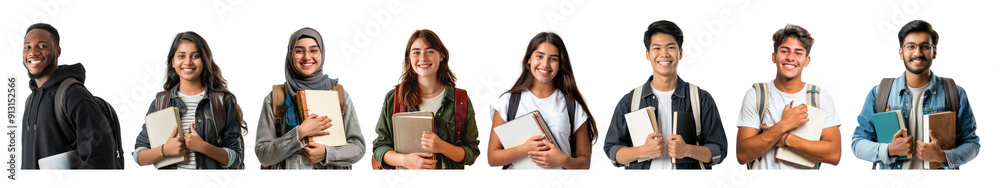 diverse high school student png cut out element set