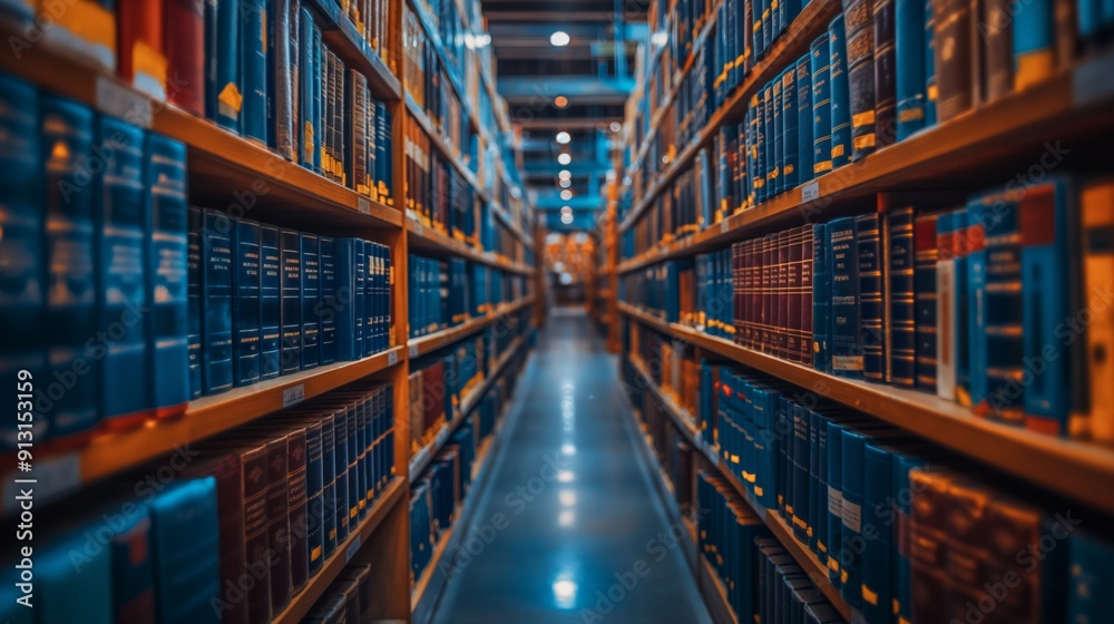 A library aisle filled with rows of neatly organized bookshelves under soft lighting, creating a peaceful atmosphere. A library aisle filled with rows of neatly organized bookshelves under soft lighting, creating a peaceful atmosphere.