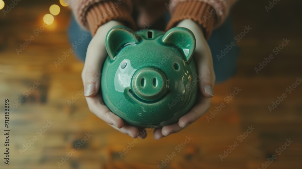 Obraz premium The Green Piggy Bank