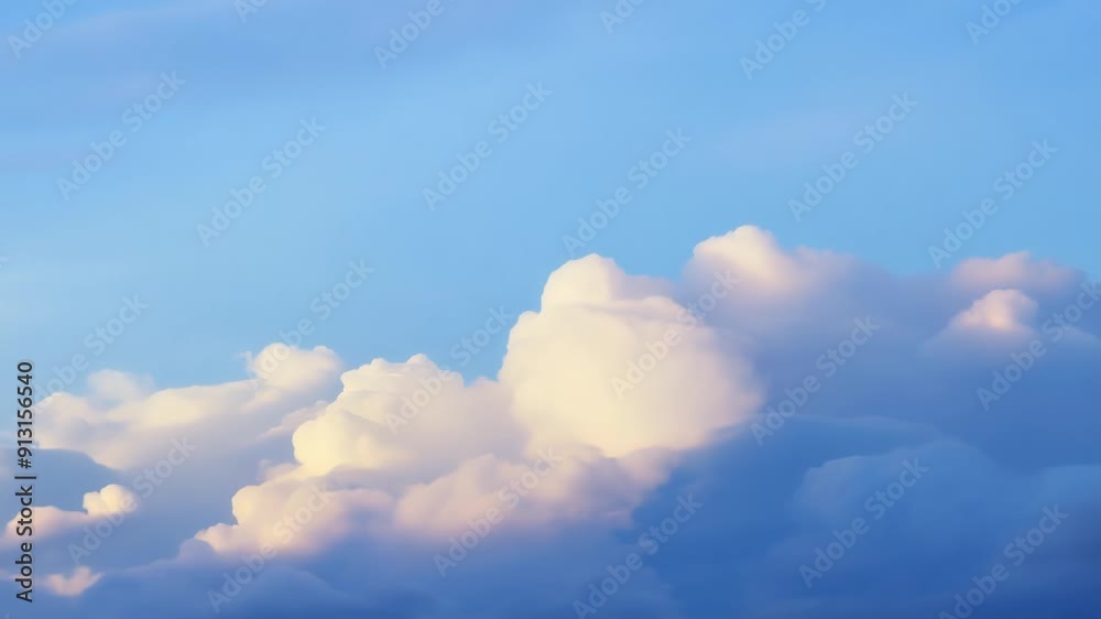Soft, fluffy clouds drift lazily across a vibrant blue sky above peaceful hills on a calm afternoon. Soft, fluffy clouds drift lazily across a vibrant blue sky above peaceful hills on a calm afternoon.