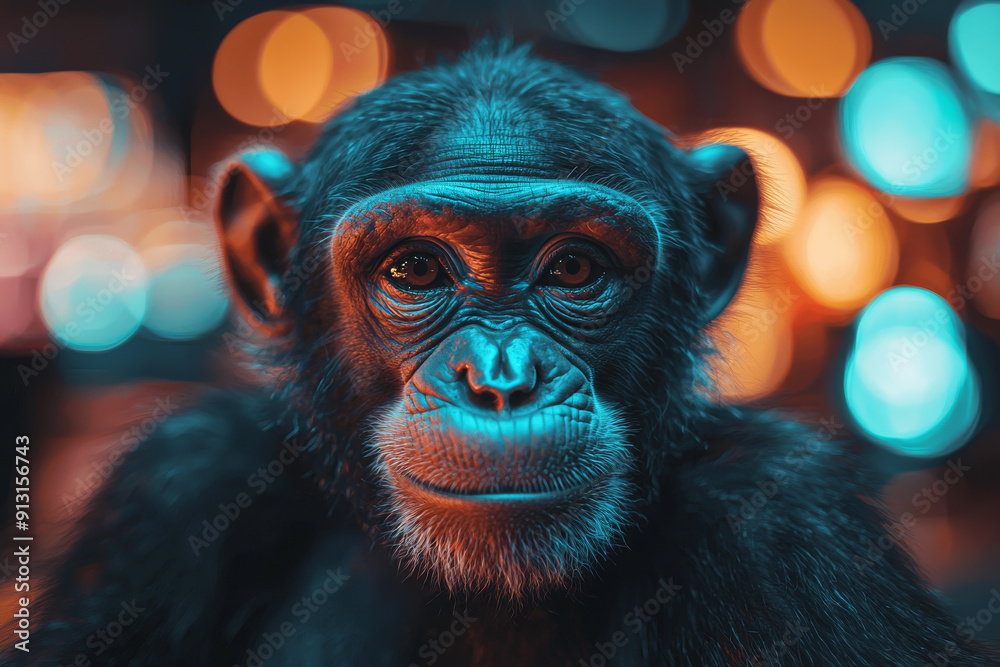 Animal Monkey plays poker blackjack in a casino, fantasy Animal Monkey plays poker blackjack in a casino, fantasy