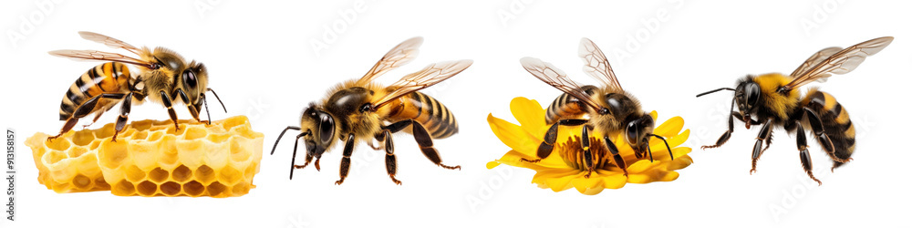 Bee beehive png cut out element set Bee beehive png cut out element set