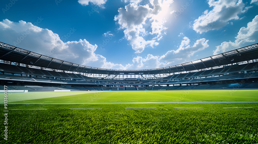 A futuristic sports stadium with high-tech features. A futuristic sports stadium with high-tech features.