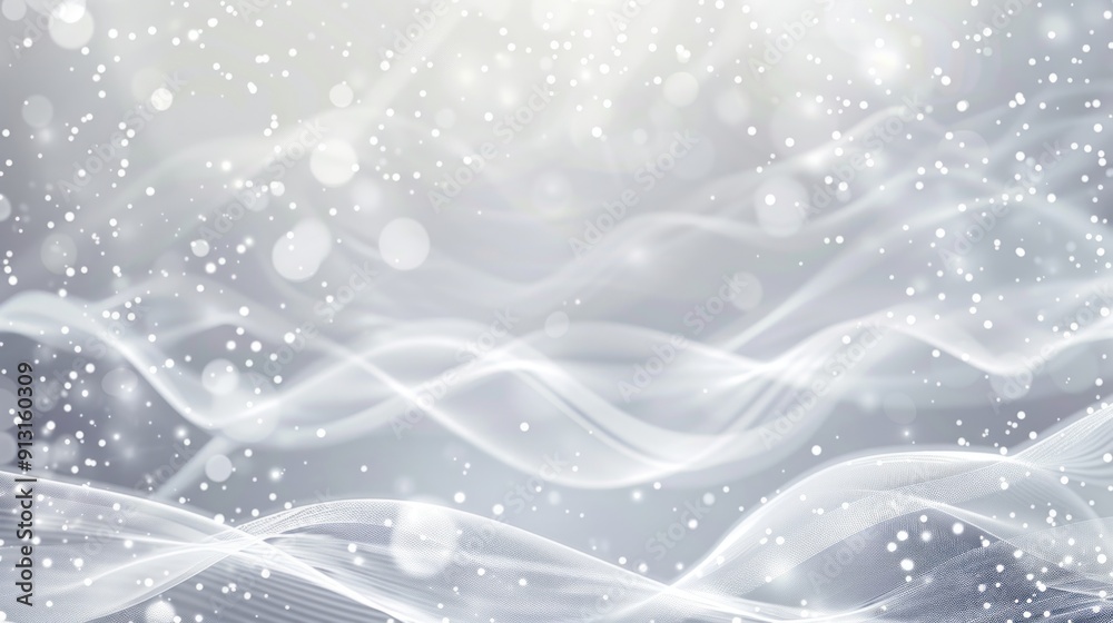 Abstract Gray and White Background with Glowing Particles Abstract Gray and White Background with Glowing Particles