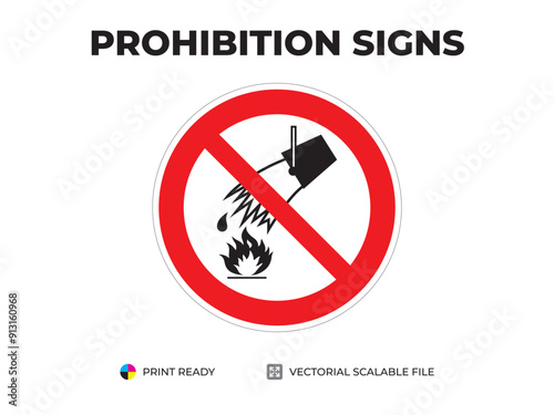Prohibition signs. Indicatoare de interzicere. Запрещающие знаки. Do not extinguish with water. Interzis să stingeți cu apă. Запрещается тушить водой (1)