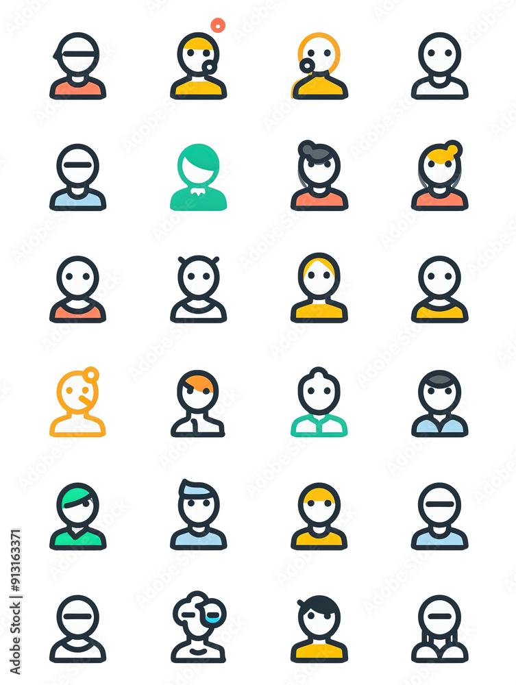 Collection of Colorful User Profile Icons, generative ai image Collection of Colorful User Profile Icons, generative ai image