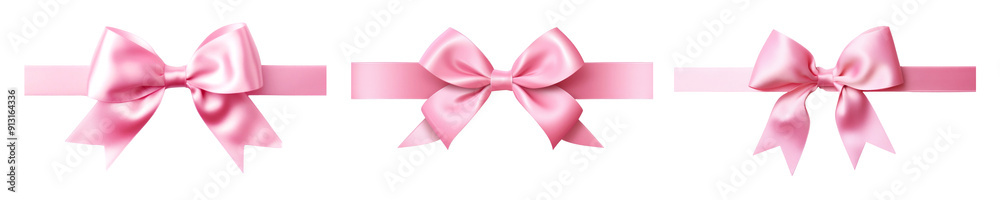 Pink ribbon bow png cut out element set Pink ribbon bow png cut out element set