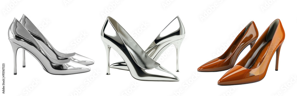 A pair of high-heeled shoes isolated on a white background.