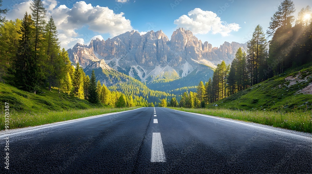 Naklejka premium Road Through Mountain Pass.