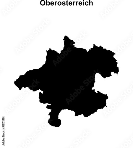 Oberosterreich state blank outline map