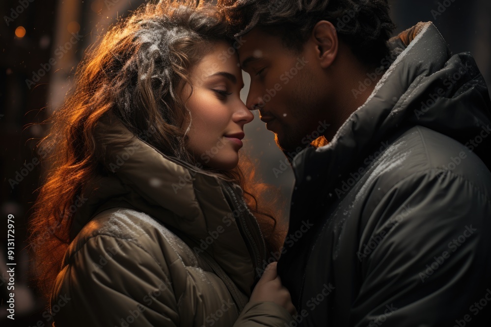 Scene of preliminaries from two people attractive in the relationship during the d, generative IA Scene of preliminaries from two people attractive in the relationship during the d, generative IA