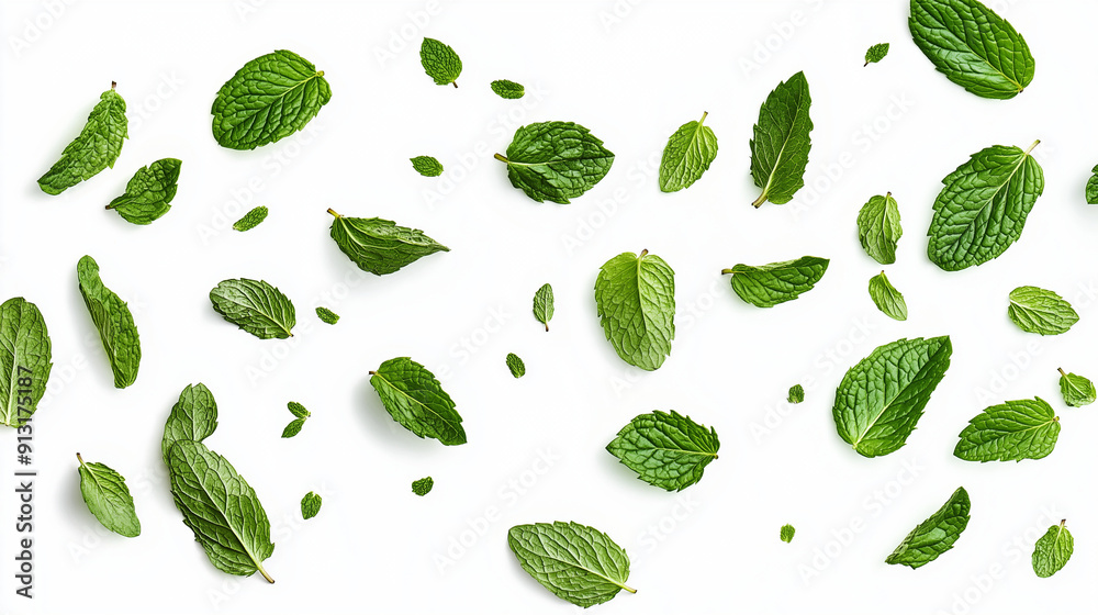 mint leaves isolated on white background mint leaves isolated on white background