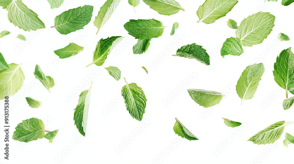 mint leaves isolated on white background mint leaves isolated on white background