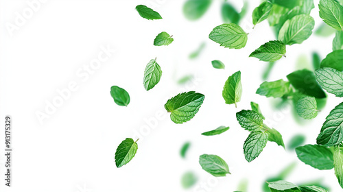 mint leaves isolated on white background 