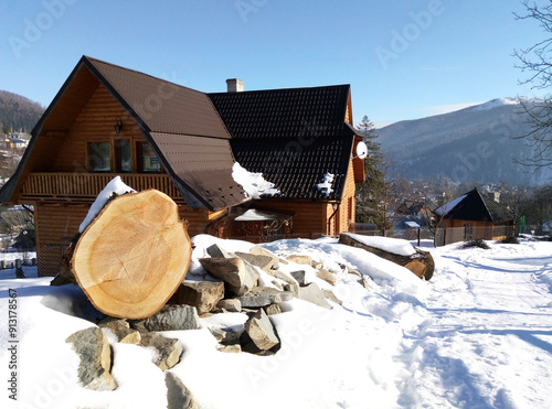 Carpathian hotel, Winter nature, Carpathians, Yaremche, Ukraine