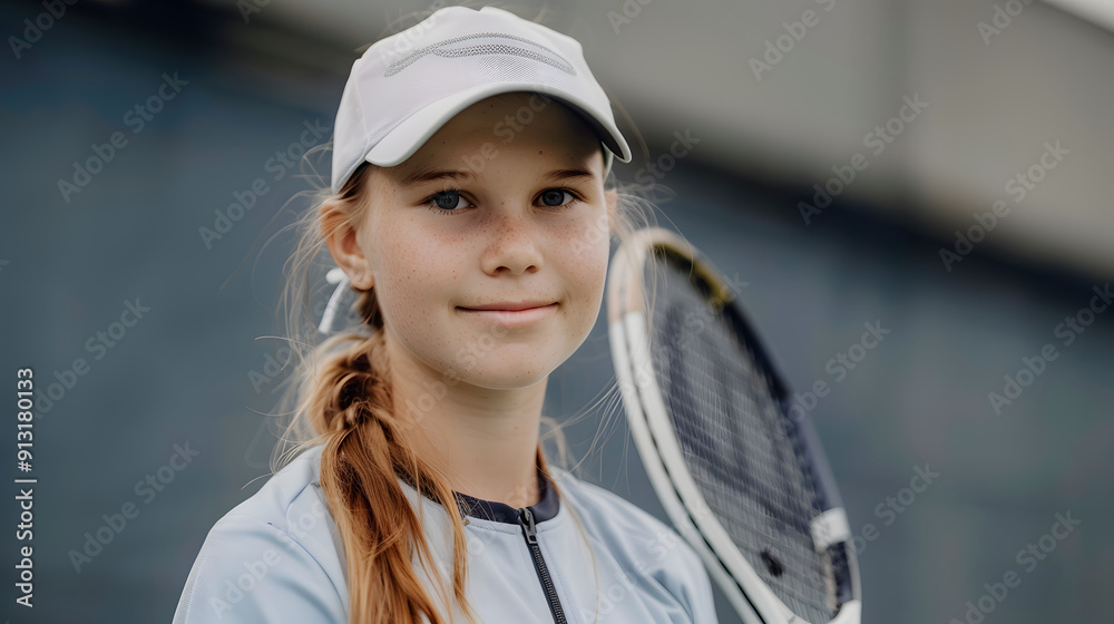 Close up portrait of a beautiful young woman in a tennis outfit holding a racket Close up portrait of a beautiful young woman in a tennis outfit holding a racket