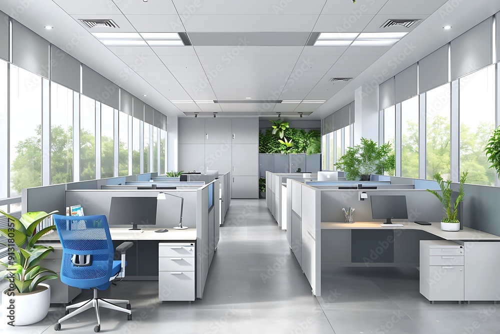 Modern empty blank interior office room for work, Mockup Frame-Minimalistic concrete coworking office Modern empty blank interior office room for work, Mockup Frame-Minimalistic concrete coworking office