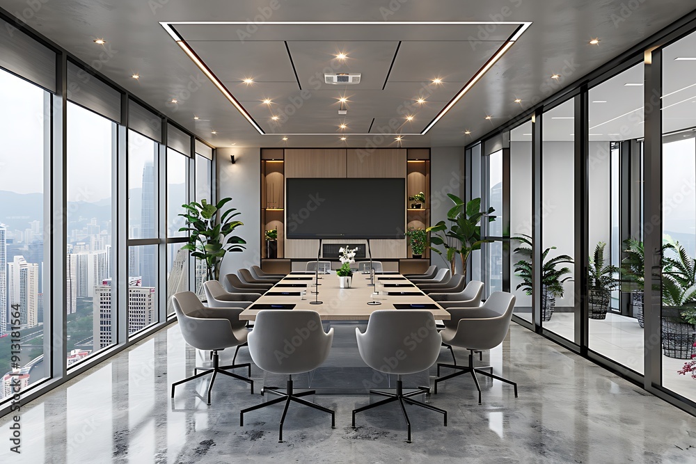 Modern empty blank interior office room for work, Mockup Frame-Minimalistic concrete coworking office Modern empty blank interior office room for work, Mockup Frame-Minimalistic concrete coworking office