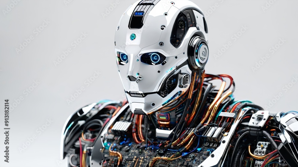 Robot Covered in Numerous Wires Robot Covered in Numerous Wires