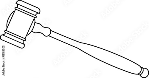 Outline of a Judge's Gavel Symbolizing Law and Justice