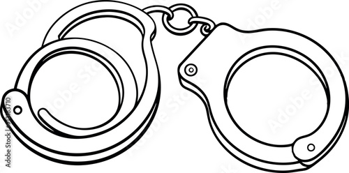 Black And White Handcuff Illustration On White Background
