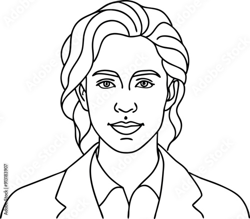 Black and White Line Drawing of a Professional Woman photo