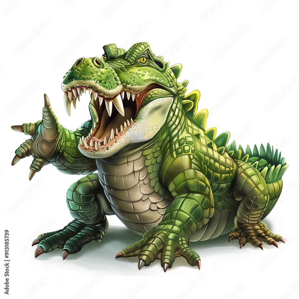 Fototapeta premium Alligator devil fantasy animal cartoon isolated whitebackground 16:9