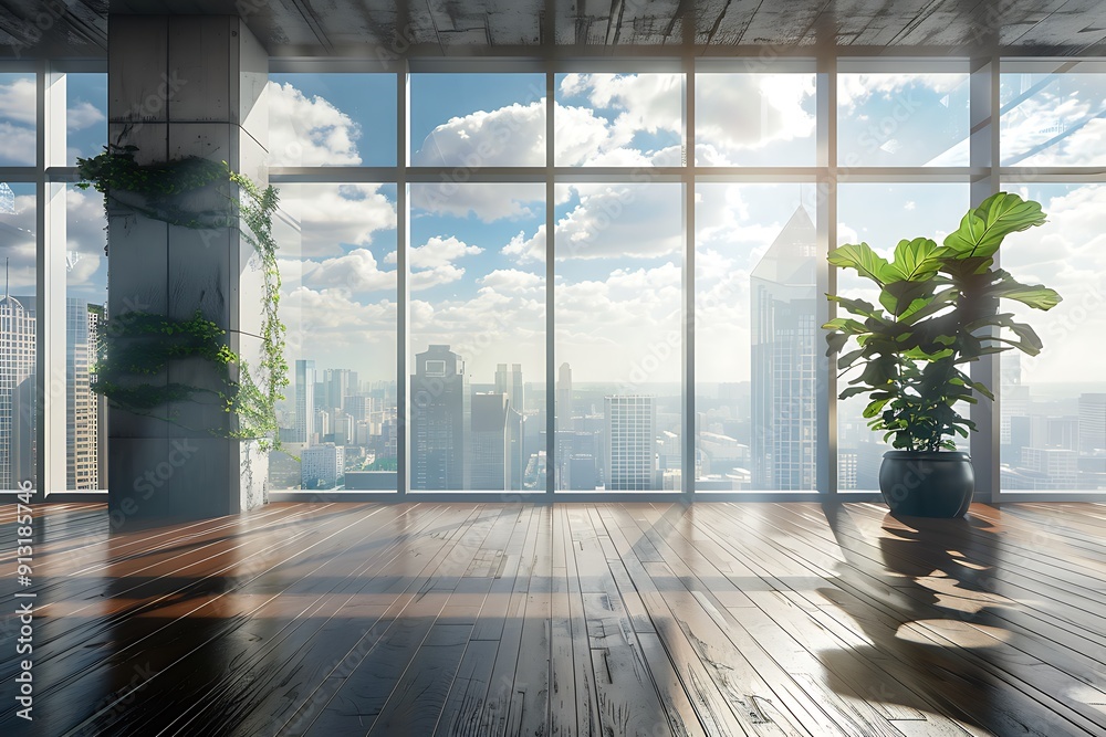 Modern empty blank interior office room for work, Mockup Frame-Minimalistic concrete coworking office Modern empty blank interior office room for work, Mockup Frame-Minimalistic concrete coworking office