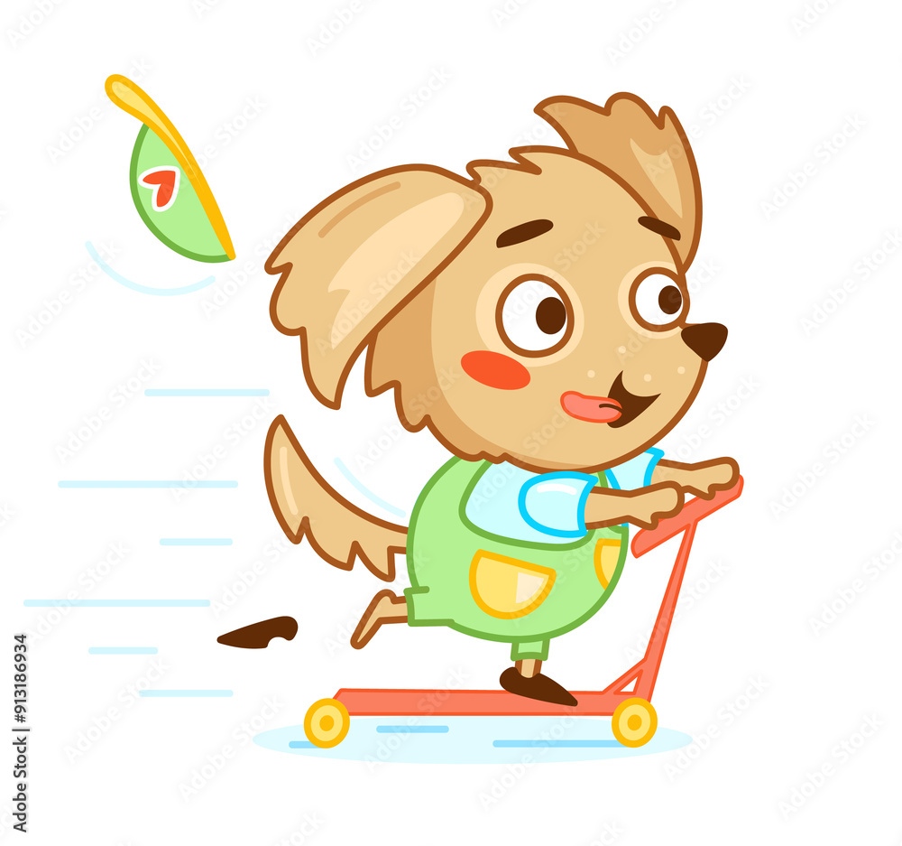 cute baby dog riding a scooter illustration cute baby dog riding a scooter illustration