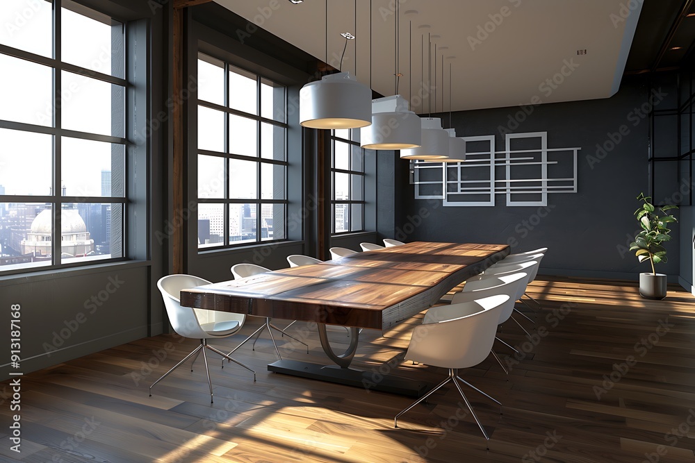 Modern empty blank interior office room for work, Mockup Frame-Minimalistic concrete coworking office