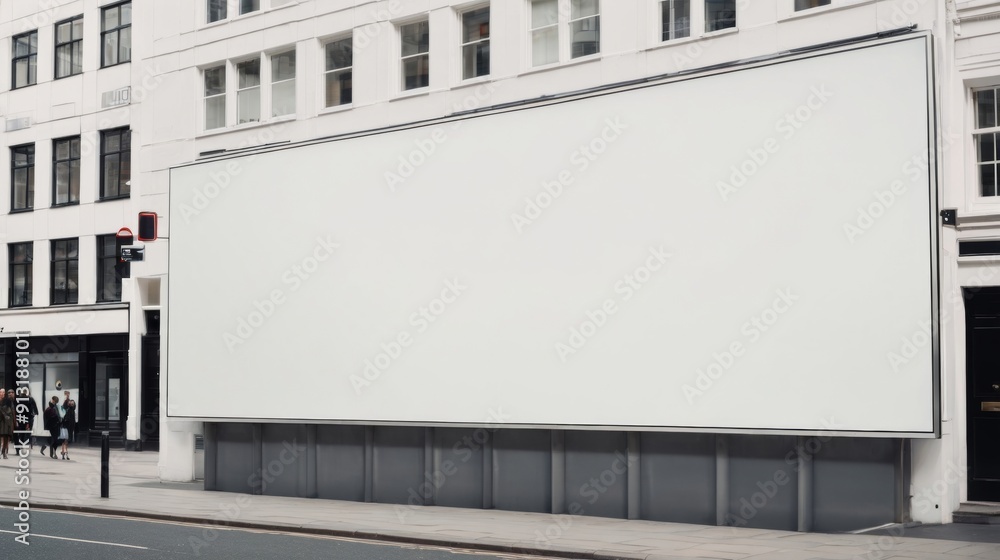 Fototapeta premium Large White Billboard on Building Facade