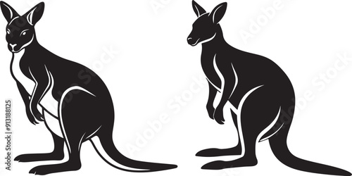 Vector silhouette image of Wallaby photo