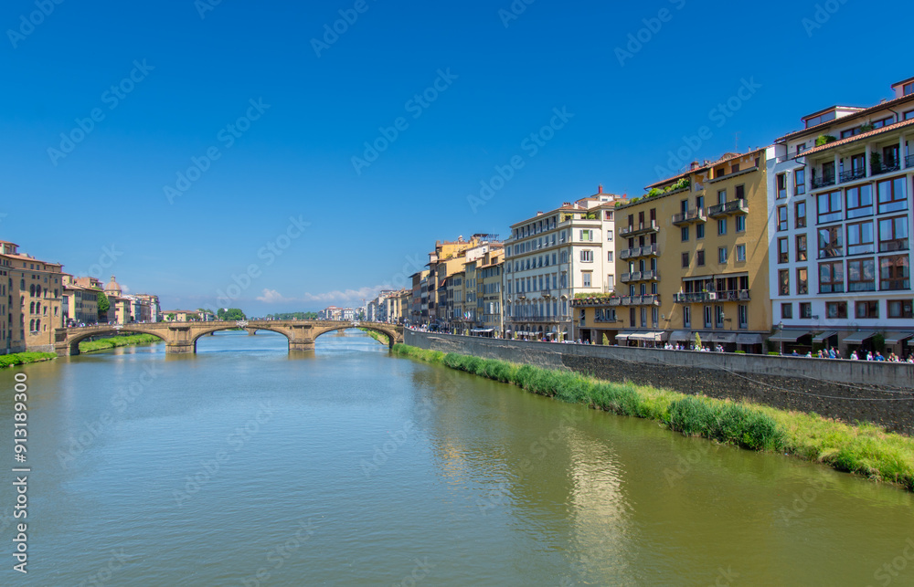 View of the Arno, the river that crosses the city of Florence in Italy. View of the Arno, the river that crosses the city of Florence in Italy.