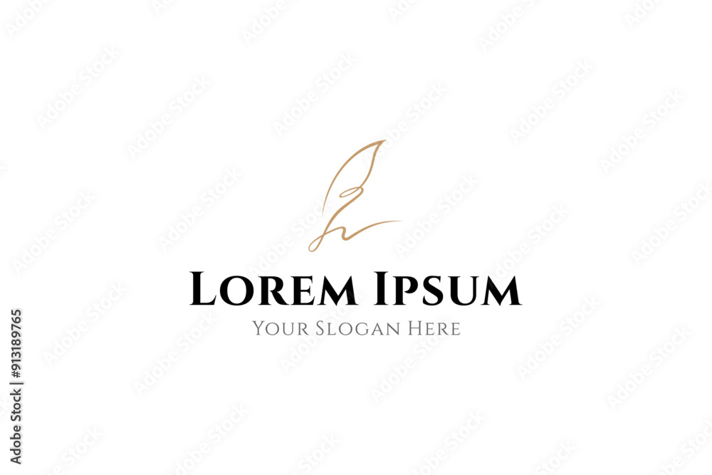 signature feather logo in linear design signature feather logo in linear design
