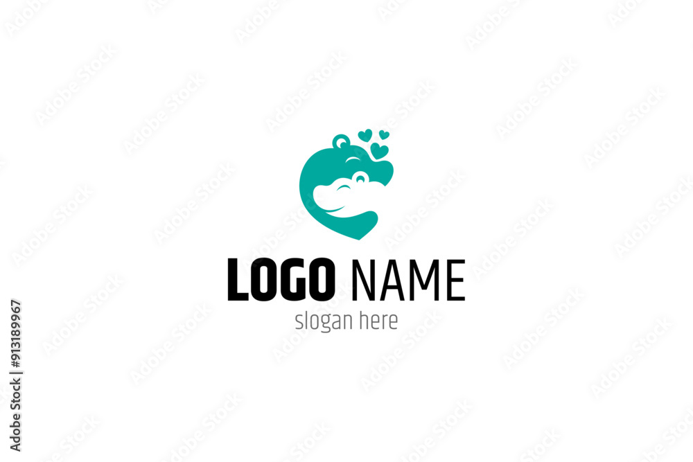 bear love care logo in flat vector design bear love care logo in flat vector design