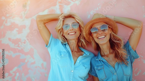 Two Beautiful Young Women Standing Together