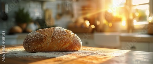 Loaf of Bread on Wooden Table