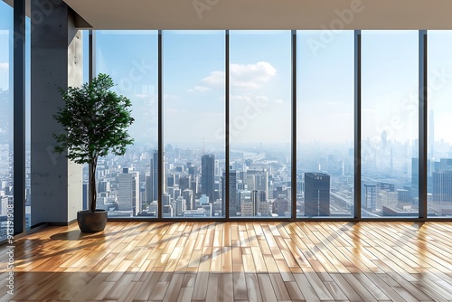 Modern empty blank interior office room for work  Mockup Frame-Minimalistic concrete coworking office