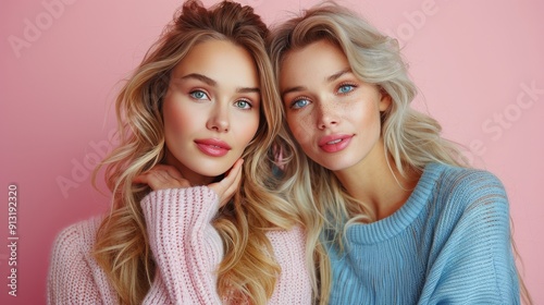 Two Beautiful Young Women Standing Together
