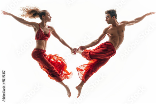 Dynamic Duo of Acrobats Showcasing Stunning Hand-to-Hand Balance in Captivating Performance