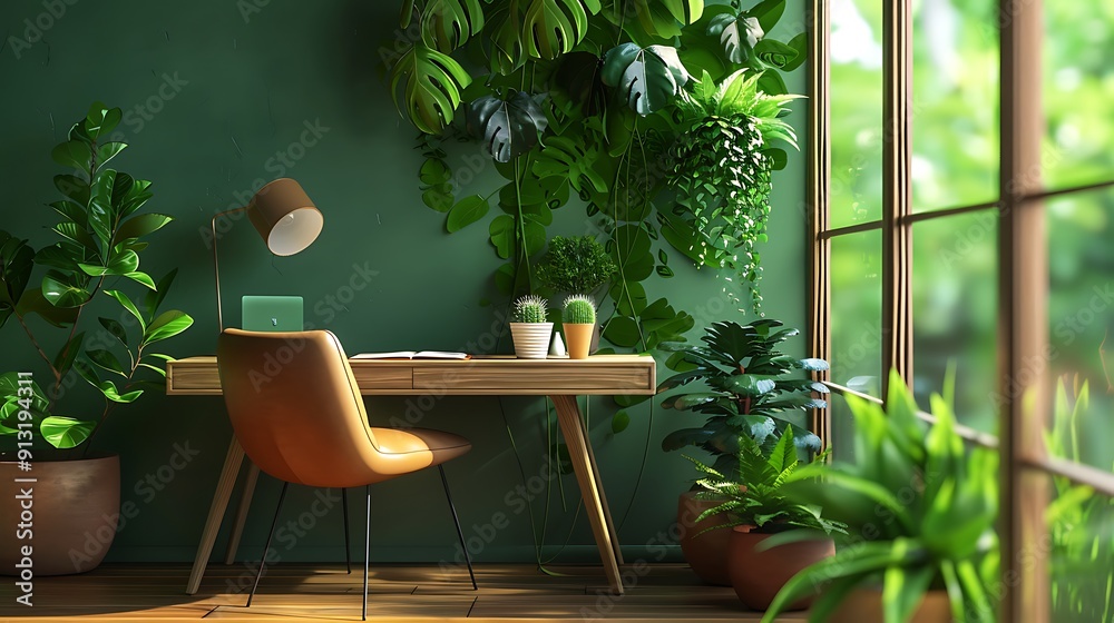 Fototapeta premium Modern empty blank interior office room for work, Mockup Frame-Minimalistic concrete coworking office