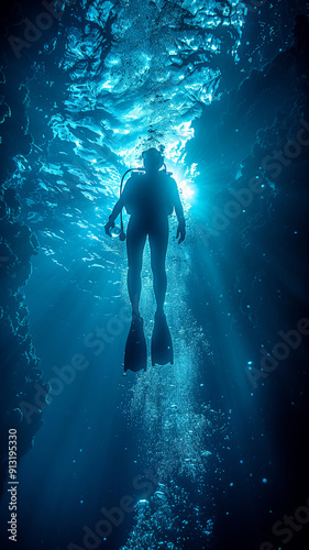 Beneath The Surface: A Woman's Enigmatic Dive Into The Deep Blue Ocean Waters