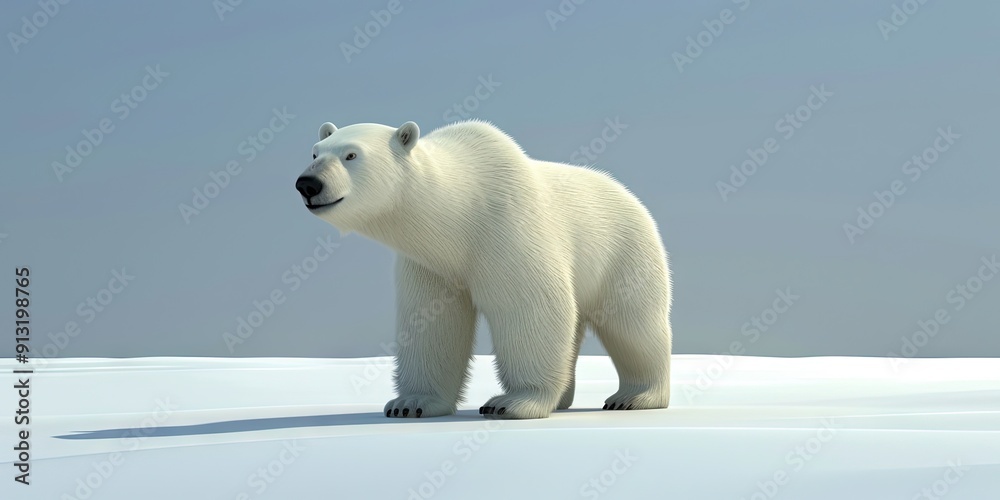 polar bear 3D animation cartoon style, colorful, happy, friendly, 3d cartoon, 